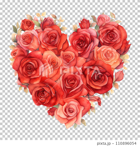 Heart Made of Red Roses. AI Generated Image 110896054