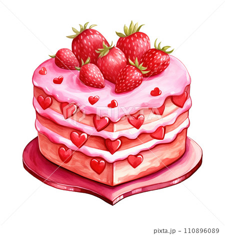 Delicious Cake Topped with Fresh Strawberries. AI generated image 110896089