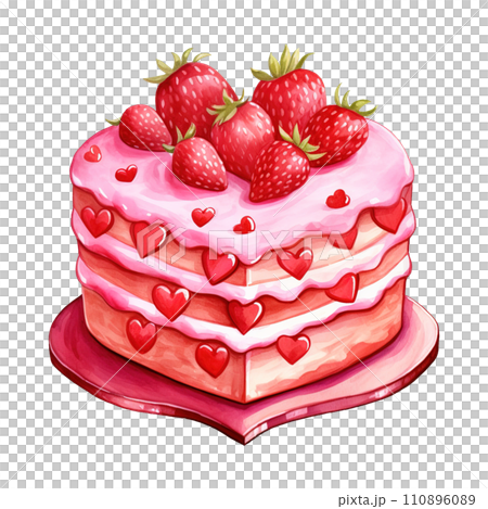 Delicious Cake Topped with Fresh Strawberries. AI generated image 110896089