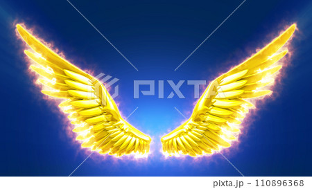 翼　エフェクト　羽　ウイング　金　ファイヤー 110896368