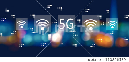5G network with blurred city at night 5G network with blurred city at night 110896529