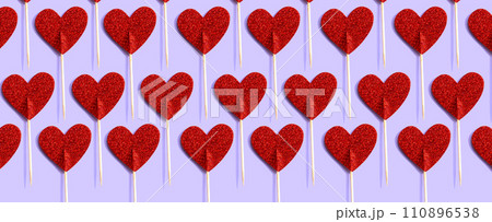 Red glitter heart picks 110896538