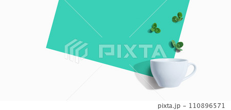 Shamrock leaves with coffee cup Shamrock leaves with coffee cup 110896571