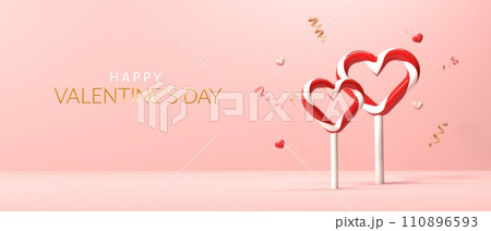 Appreciation and love theme - heart shaped lollipops - 3D Appreciation and love theme - heart shaped lollipops - 3D 110896593