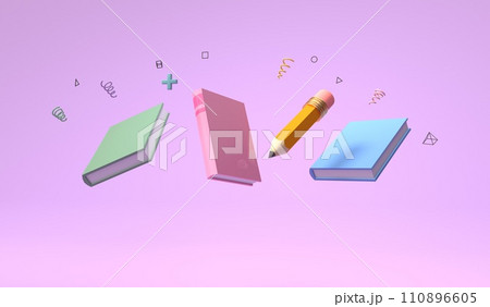 Books and a pencil - Educational theme - 3D Books and a pencil - Educational theme - 3D 110896605