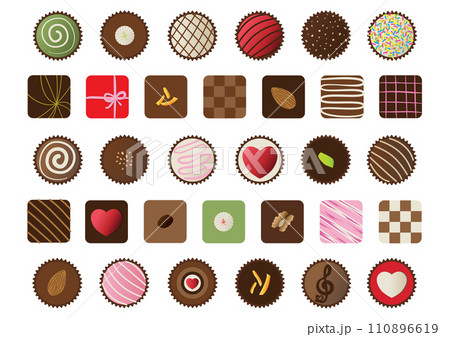 丸と四角のカラフルなチョコレートセット 丸と四角のカラフルなチョコレートセット 110896619