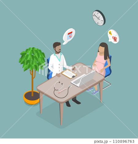 3D Isometric Flat Vector Illustration of Prenatal Care 3D Isometric Flat Vector Illustration of Prenatal Care 110896763