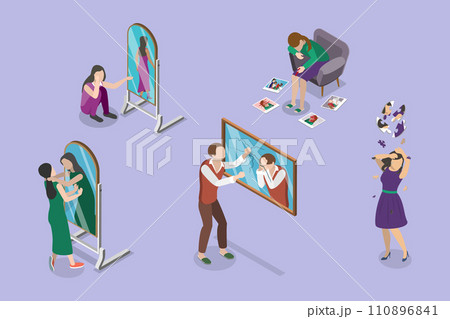 3D Isometric Flat Vector Illustration of Inner Conflict 110896841