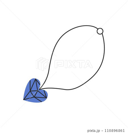 Cute necklace with a diamond heart in a flat style. Valentine's day doodle vector illustration. Jewelry for woman. Good for stickers 110896861