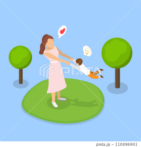 3D Isometric Flat Vector Illustration of Mother's Love 110896901