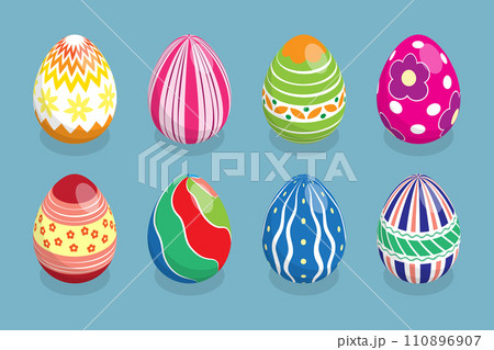 3D Isometric Flat Vector Illustration of Easter Eggs 3D Isometric Flat Vector Illustration of Easter Eggs 110896907