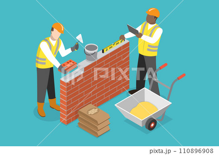 3D Isometric Flat Vector Illustration of Constraction 110896908