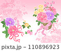 和風の花籠イラスト背景壁紙(ピンク) 110896923