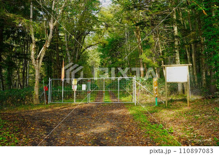 芦別岳旧道登山道の林道ゲート 110897083