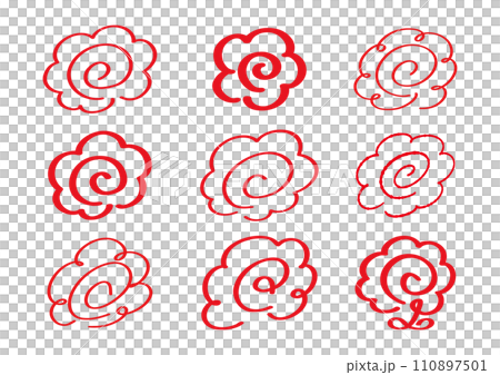 かわいくてシンプルな赤ペンの花まるセット 110897501