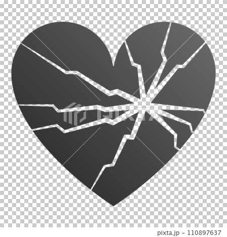 ひび割れたブラックのハートのイラスト ひび割れたブラックのハートのイラスト 110897637