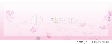 桜の背景。水彩タッチの桜ベクターイラスト。桜の和素材。綺麗な満開の桜。 110897648