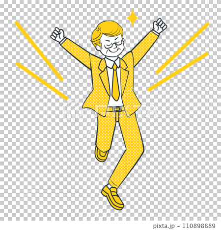 ジャンプしているビジネスマンのイラスト 110898889