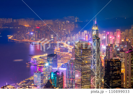 香港 ビクトリアピークからの夜景 香港 ビクトリアピークからの夜景 110899033