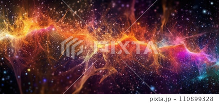 Rainbow glows particle abstract background. Light blurred of colorful light glitter. Glow texture background. Generative AI 110899328