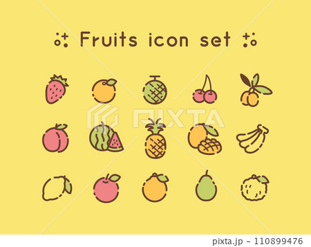 シンプルなフルーツのアイコンセット_a 110899476