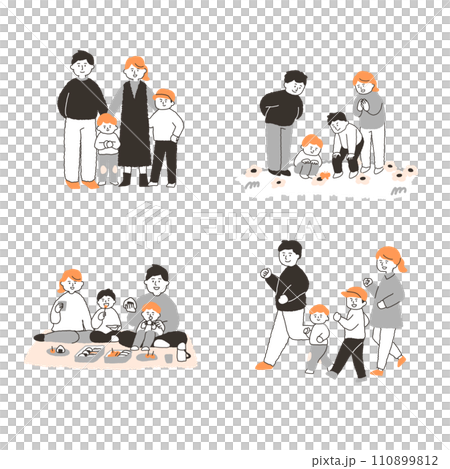 A family of four having fun 110899812