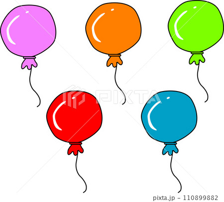 カラフルな可愛い風船のイラスト素材 110899882