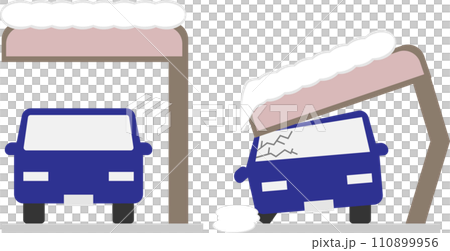 Image material of a carport destroyed by the weight of snow 110899956