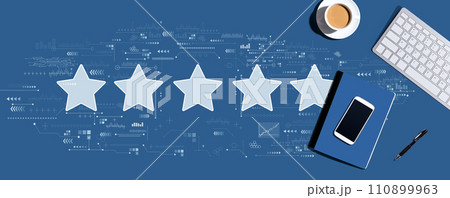 Rating star concept with computer keyboard and office items 110899963