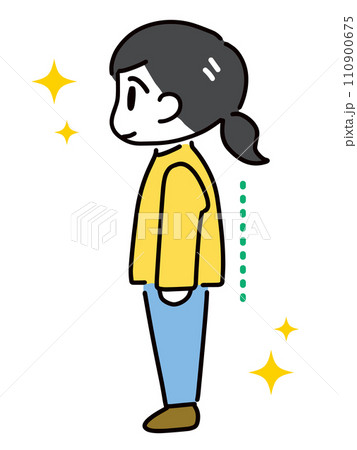 良い姿勢の横を向いた私服の若い女性(全身) 良い姿勢の横を向いた私服の若い女性(全身) 110900675