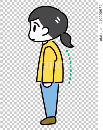 一個穿著便衣、駝背、頭向前的女人 110900679