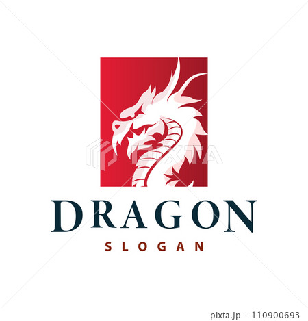 Dragon logo simple design animal legend dragon silhouette illustration template 110900693