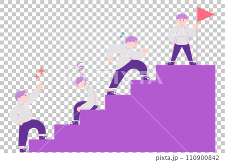 Image illustration material of a man taking a step up in his career 110900842
