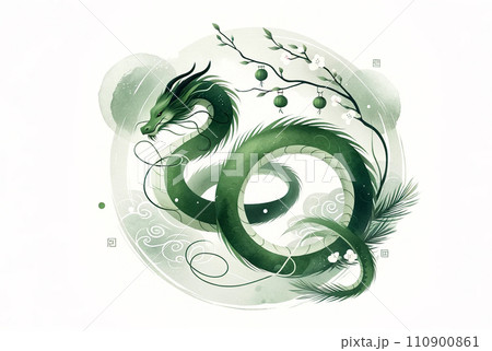 水彩画タッチで作成した龍のイラスト素材 水彩画タッチで作成した龍のイラスト素材 110900861