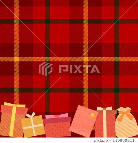 使いやすいプレゼントの赤チェック背景 110900911