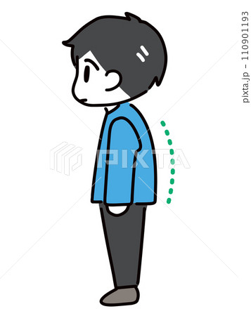 猫背になっている横を向いた私服の若い男性(全身) 猫背になっている横を向いた私服の若い男性(全身) 110901193
