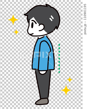 A young man in casual clothes, facing sideways with good posture (full body). A young man in casual clothes, facing sideways with good posture (full body). 110901195