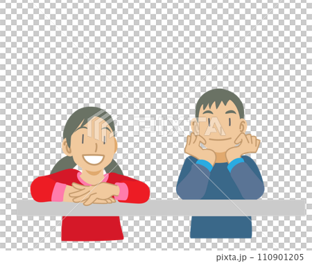 Illustration of children enjoying the view from the balcony 110901205