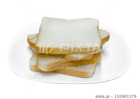 sliced bread on white plate isolated sliced bread on white plate isolated 110901379