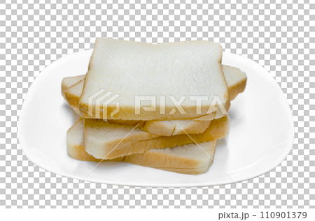 sliced bread on white plate isolated sliced bread on white plate isolated 110901379