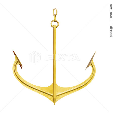 Gold color anchor isolated Gold color anchor isolated 110901380