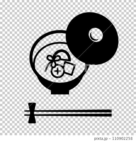 お吸い物の白黒イラスト 110902258