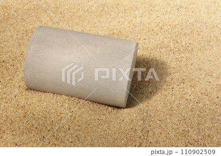 podiums on the sand for presentation show product cosmetic display , stage pedestal or platform background 110902509