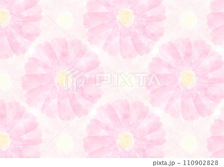 水彩の抽象的な花が並んだ模様のピンク色の背景イラスト 水彩の抽象的な花が並んだ模様のピンク色の背景イラスト 110902828