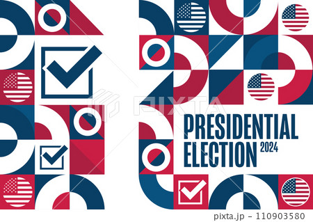 Presidential election 2024. Template for background, banner, poster with text inscription. Vector Presidential election 2024. Template for background, banner, poster with text inscription. Vector 110903580