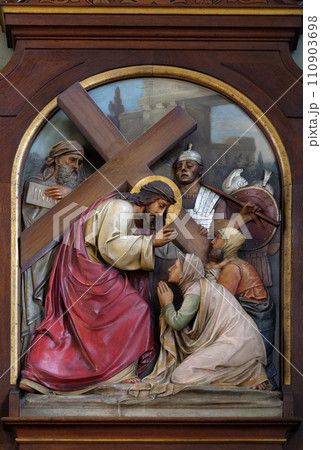 8th Stations of the Cross,Jesus meets the daughters of Jerusalem, Basilica of the Sacred Heart of Jesus in Zagreb, Croatia 110903698