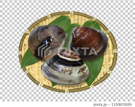 Clams (with colander and bamboo leaves) 110903889