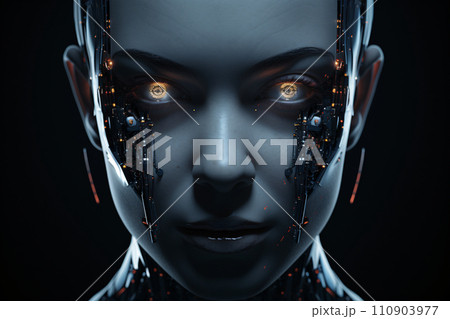 人間の形をしたロボットの女性、アンドロイド 110903977