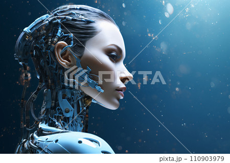 人間の形をしたロボットの女性、アンドロイド 人間の形をしたロボットの女性、アンドロイド 110903979