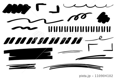 手書きペンのライン装飾　ブラシ　蛍光ペン　アンダーライン　黒 110904102